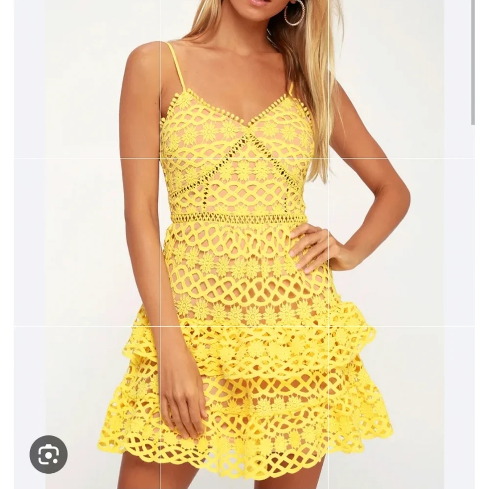 Lulus Beauty and Lace Yellow Crochet Lace Mini Dress - Picture 1 of 16